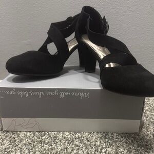 Dressy faux suede, Black Women's Heels